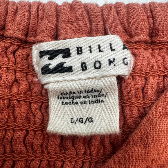 Billabong Perfect Paradise Coral/Terracotta Babydoll Puff Sleeve Dress Size L - Picture 6 of 12